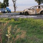 Na zdjęciu wypadek i pożar auta i motocykla w Pątnowie na DK43 / fot.: Joanna MajorNa...