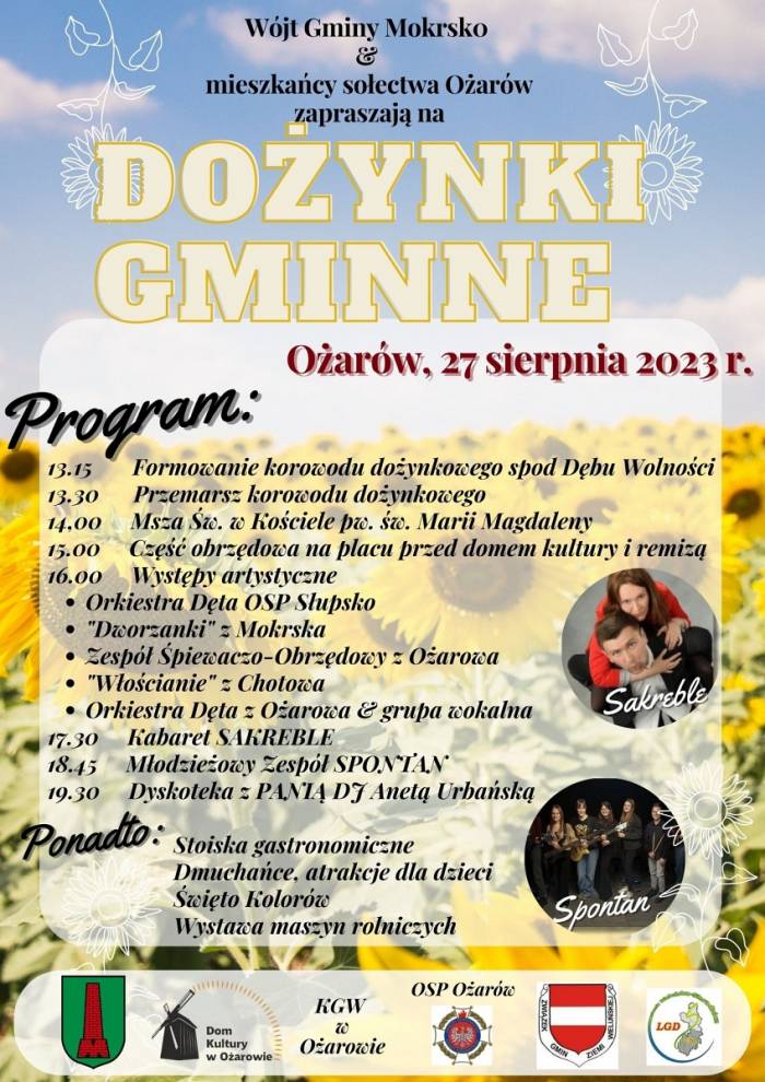 Plakat Dożynki Gminne w Ożarowie w gminie Mokrsko