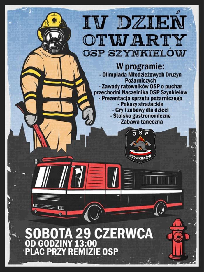 Dzień Otwarty w OSP Szynkielów - plakat