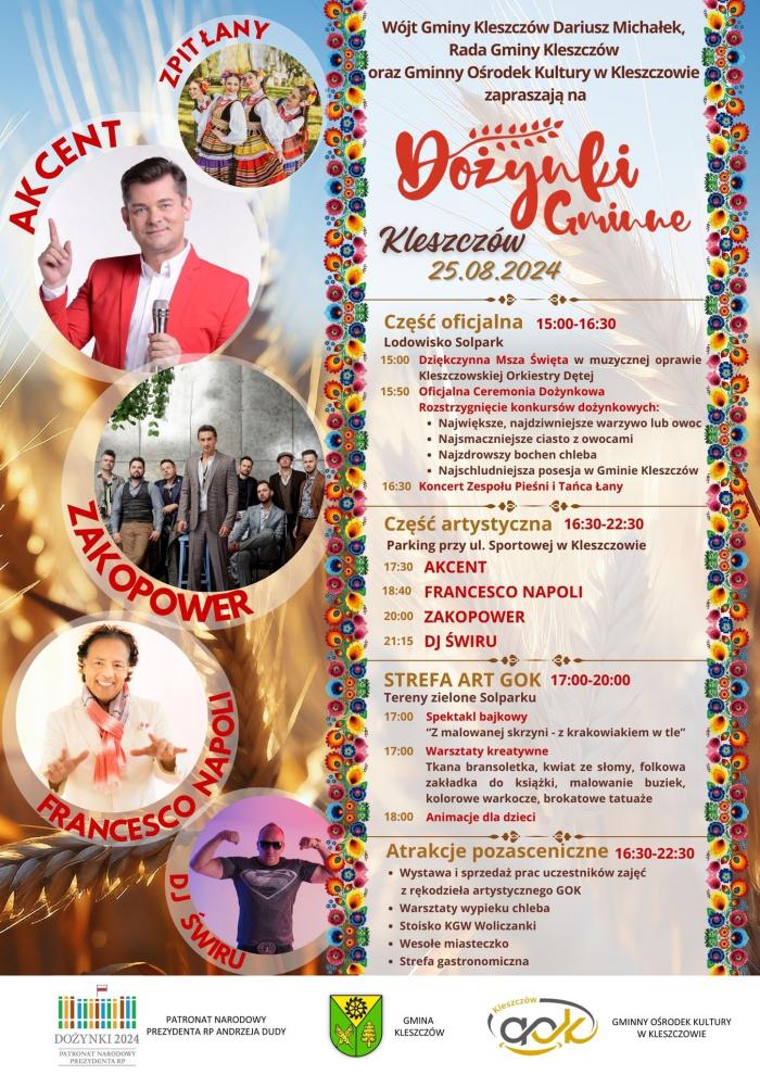 Dożynki w gminie Kleszczów plakat