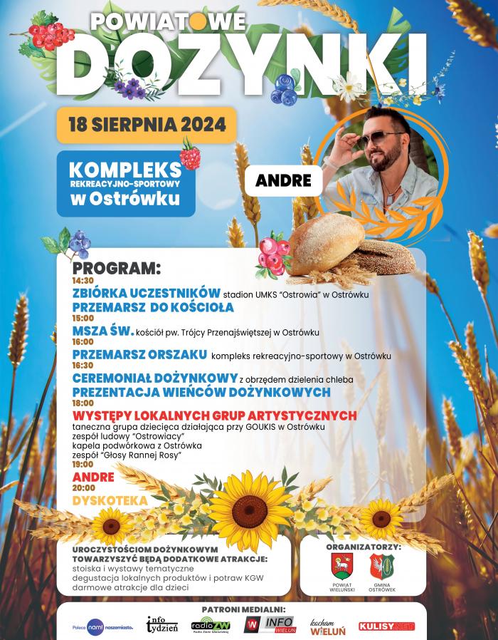 Dożynki Powiatowe w Ostrówku w powiecie wieluńskim plakat