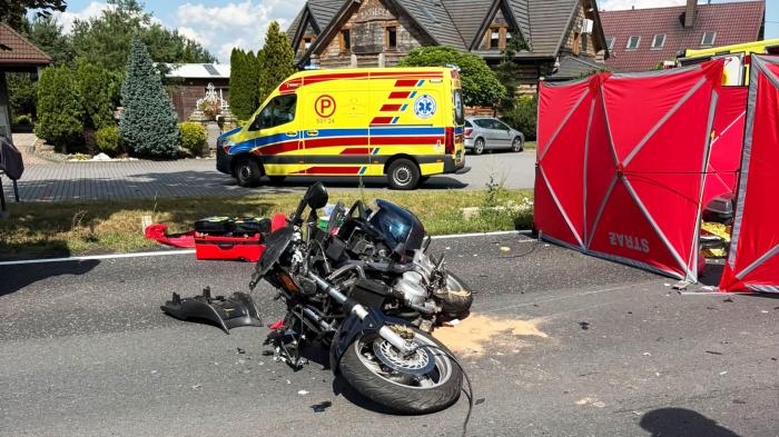 Wypadek motocyklisty, śmiertelny / fot.: OSP Rudniki
