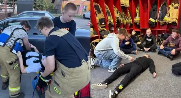 Ćwiczenia młodych strażaków z Nowej Brzeźnicy - uczyli się pierwszej pomocy i działań po wypadku 