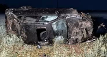 BMW dachowało i zatrzymało się w polu. Pięć osób trafiło do szpitala