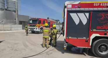 Pożar kontenera w zakładzie produkcyjnym w Sulmierzycach