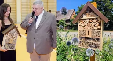 Uczniowie napisali do wójta, a ten spełnił prośbę - przy szkole w Skomlinie stanęły domki dla owadów