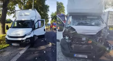 Piątkowy wypadek w gminie Sokolniki - zderzyły się tam dwa busy dostawcze 